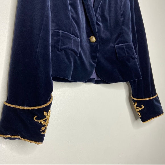 Ralph Lauren Black Label Vintage Navy Blue Velvet Jacket Gold Embroidered C1 - Picture 4 of 12